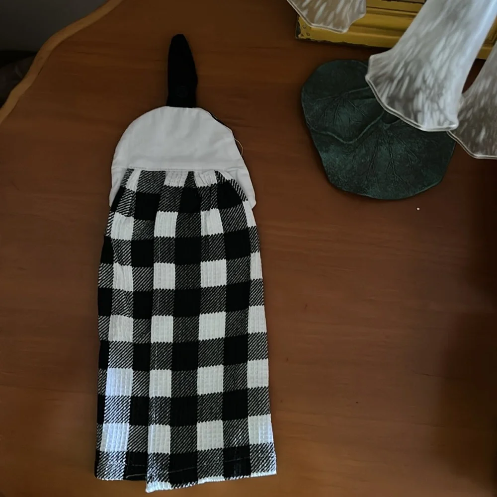 Black and White Checkered Ghost Hanging Kitchen Towel
